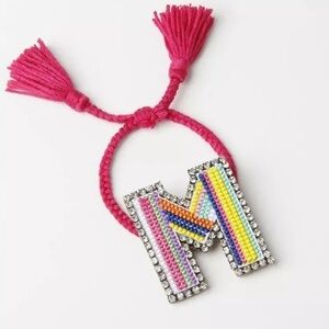 M initial Bracelet Embroidered Woven Bracelet